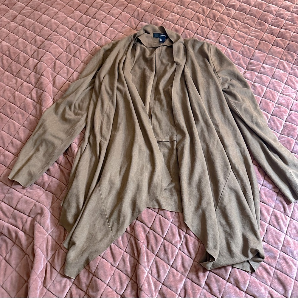 Tan faux suede cardigan